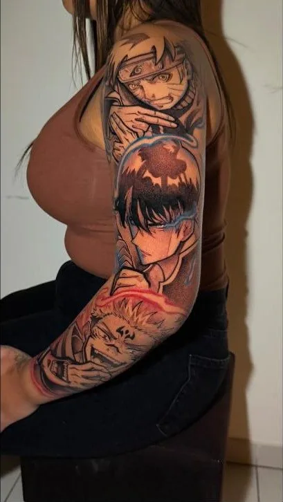 Fechamento de braço colorido com Naruto e Sung Jin-Woo